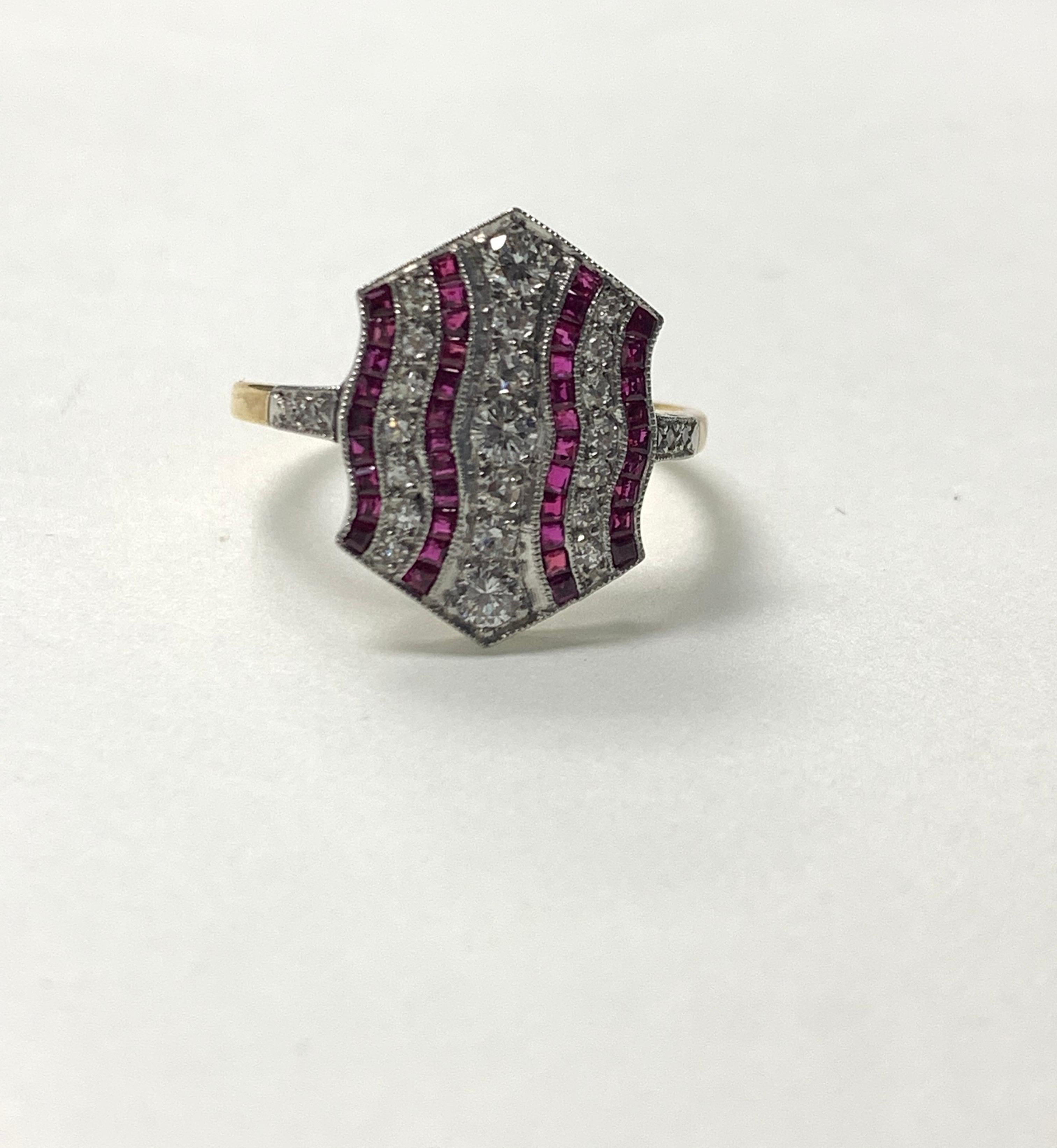 Women's Diamond and Ruby Ring in Platinum For Sale