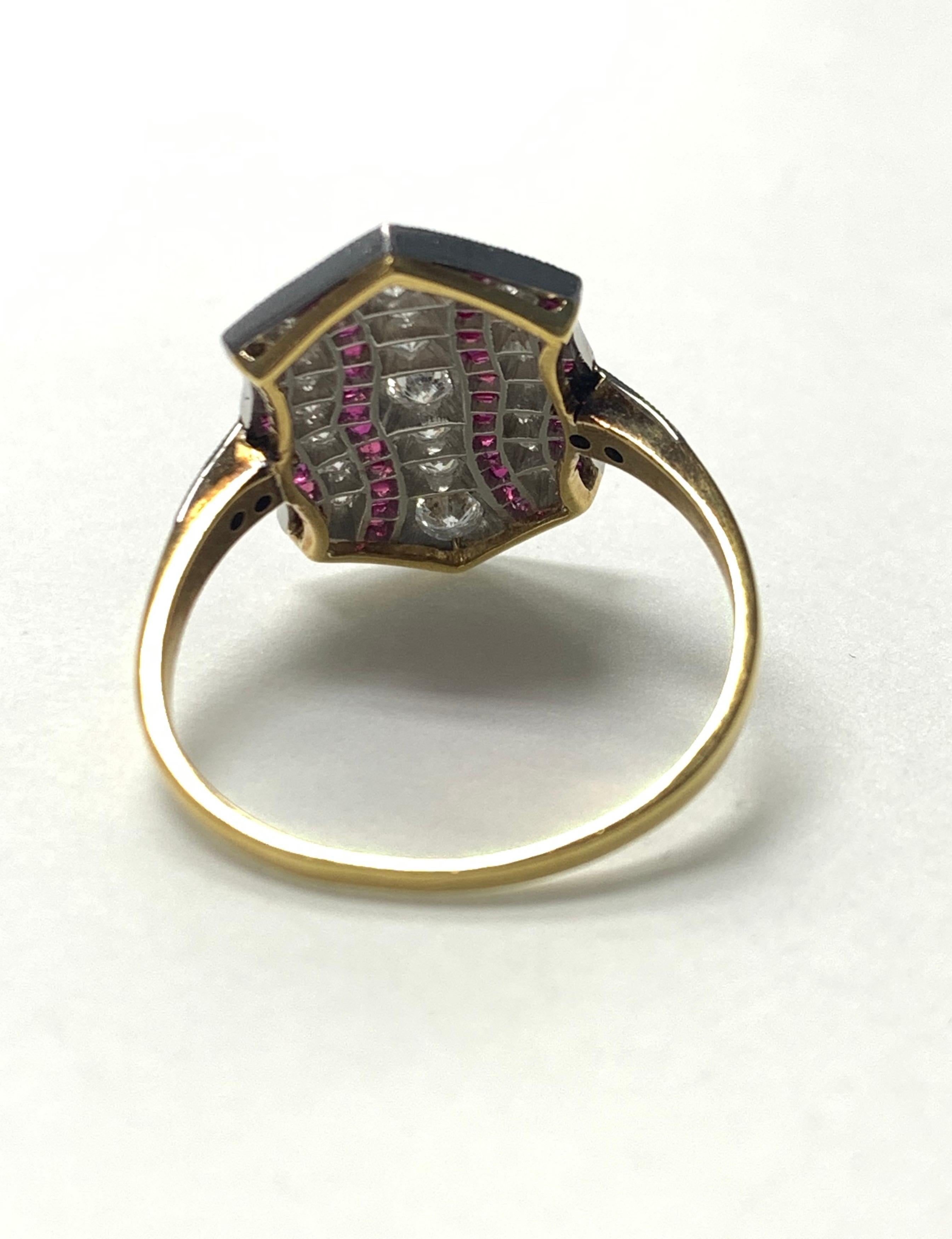 Diamant- und Rubinring aus Platin 1