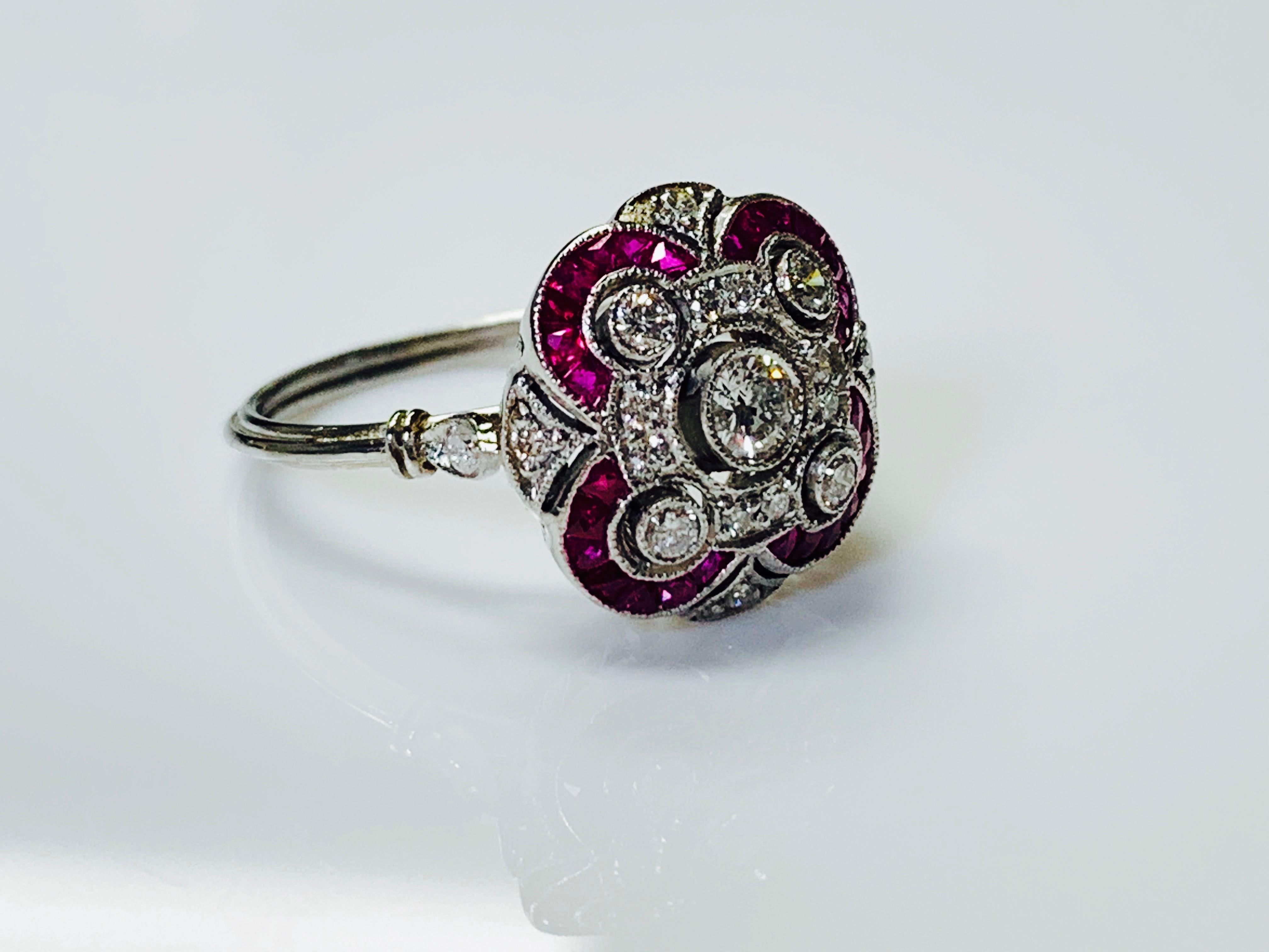 Diamond and Ruby Ring in Platinum 1