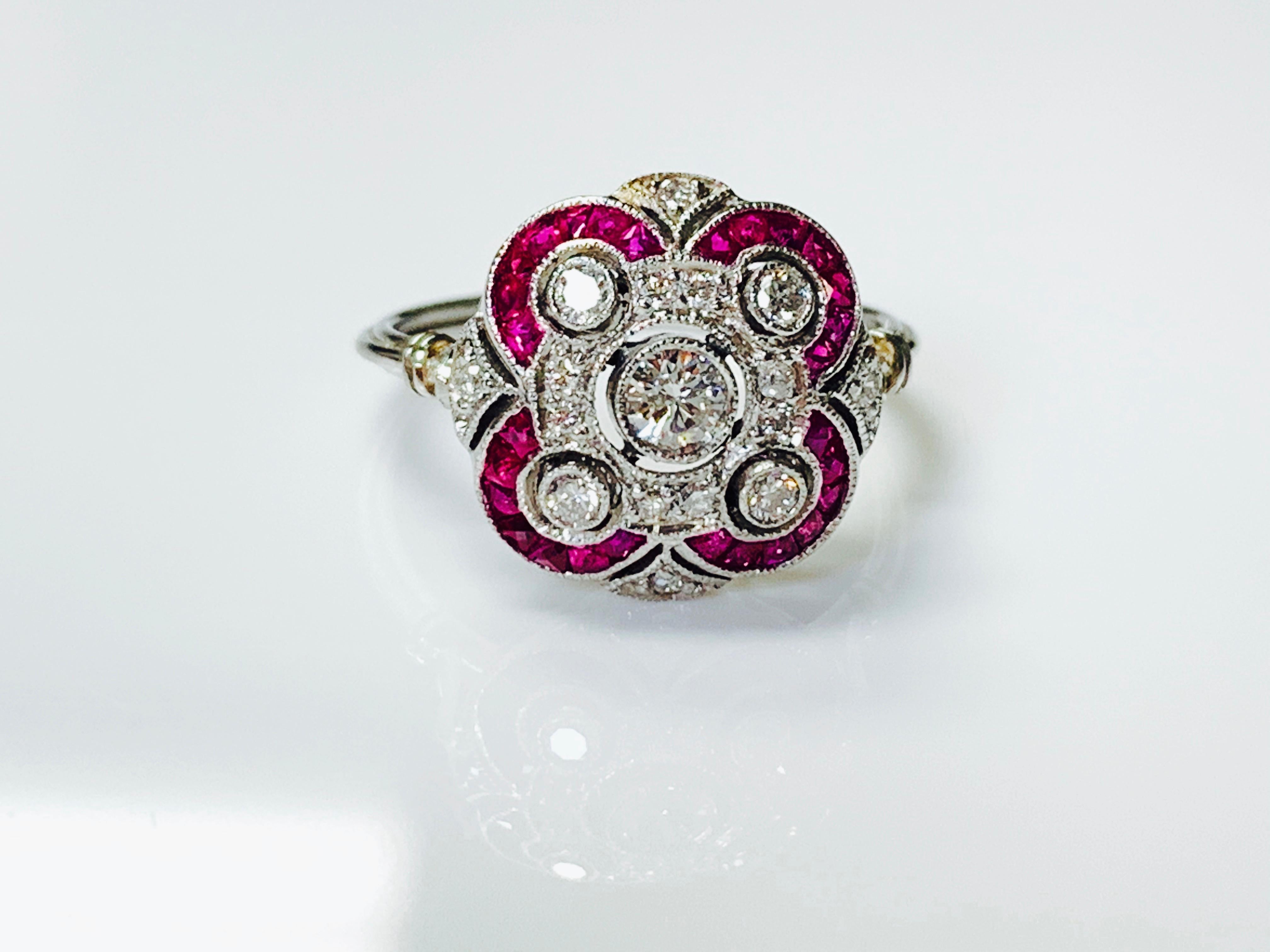 Diamond and Ruby Ring in Platinum 2