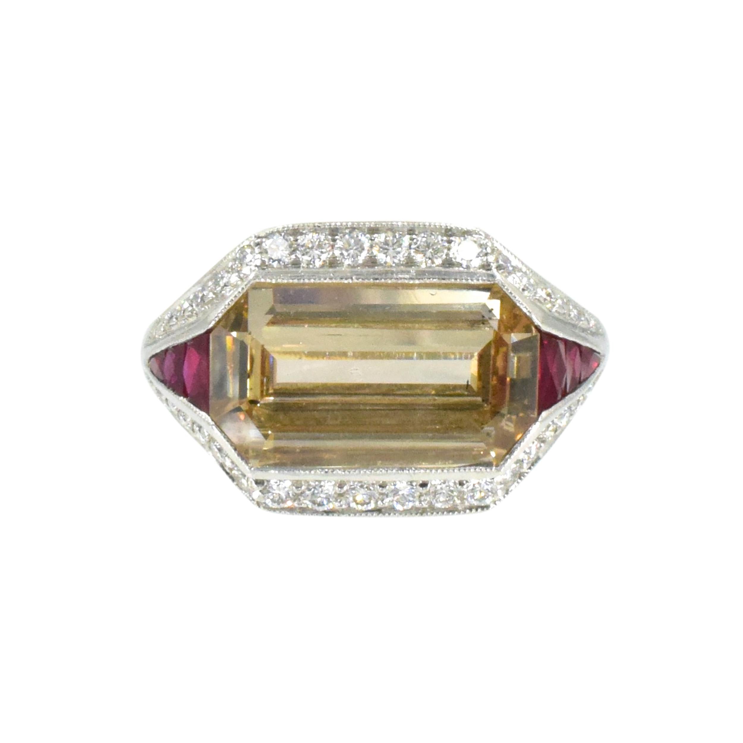 Diamond and Ruby Ring in Platinum In Excellent Condition For Sale In New York, NY
