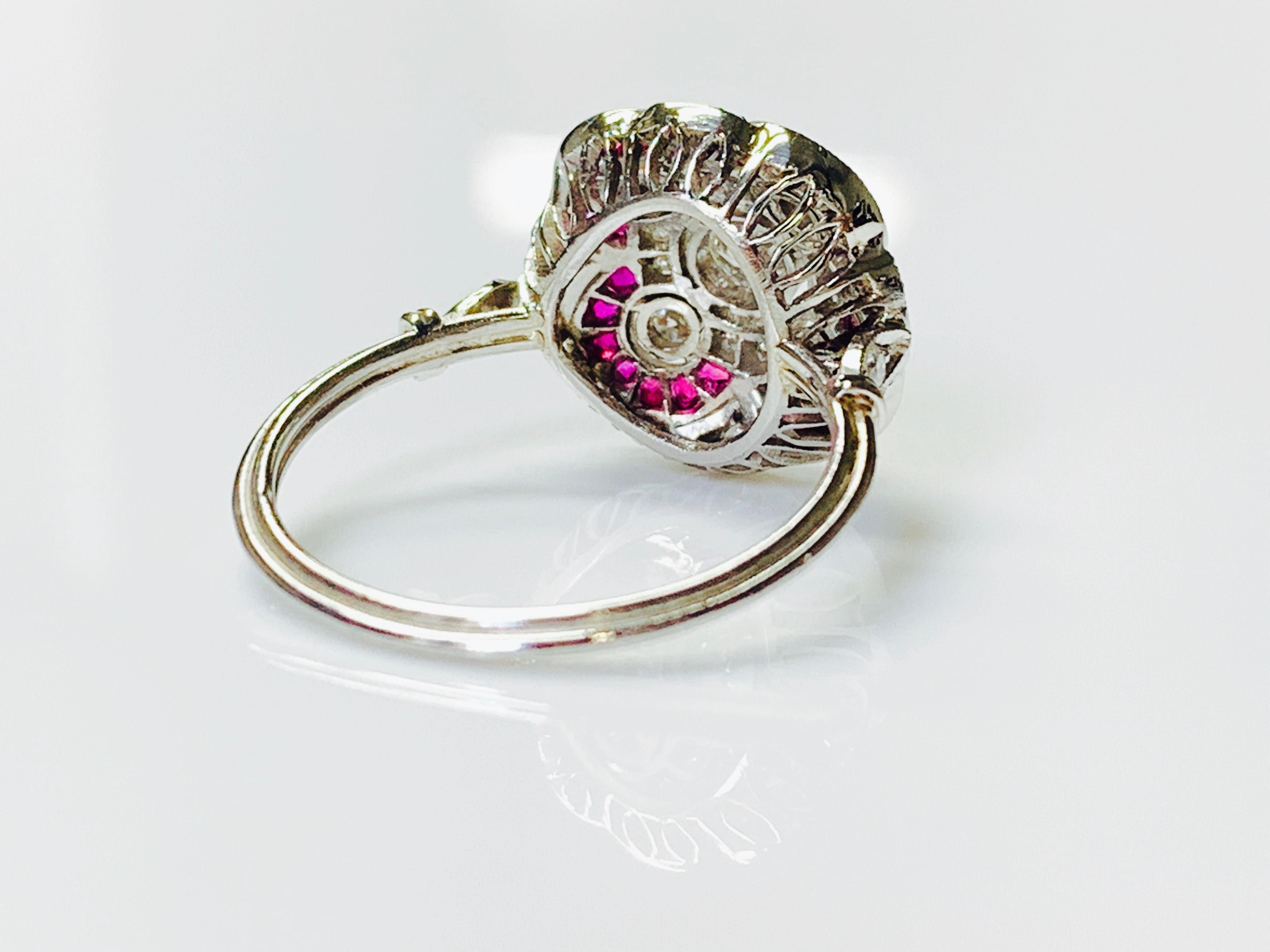 Diamond and Ruby Ring in Platinum 3