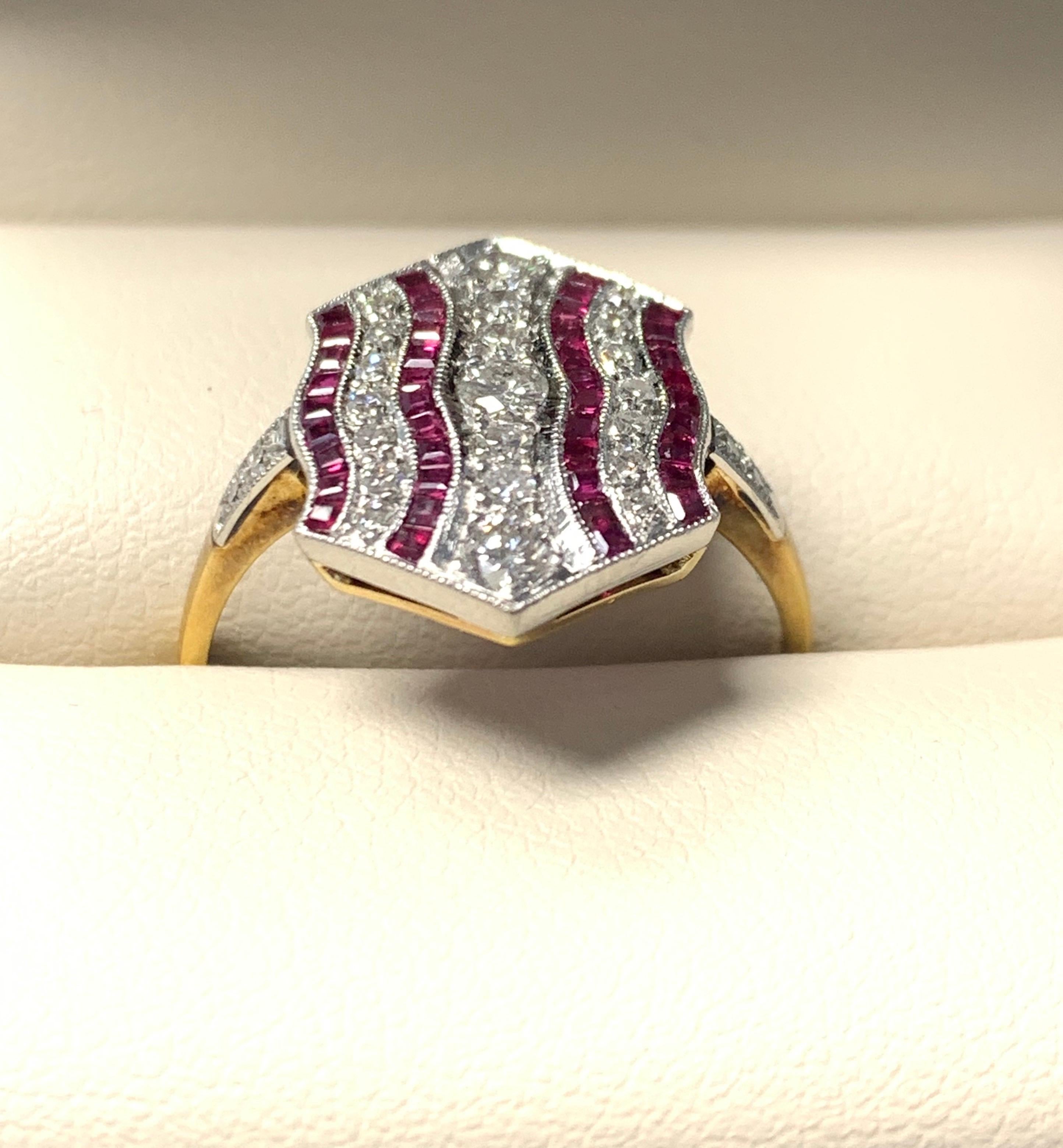 Diamond and Ruby Ring in Platinum For Sale 4