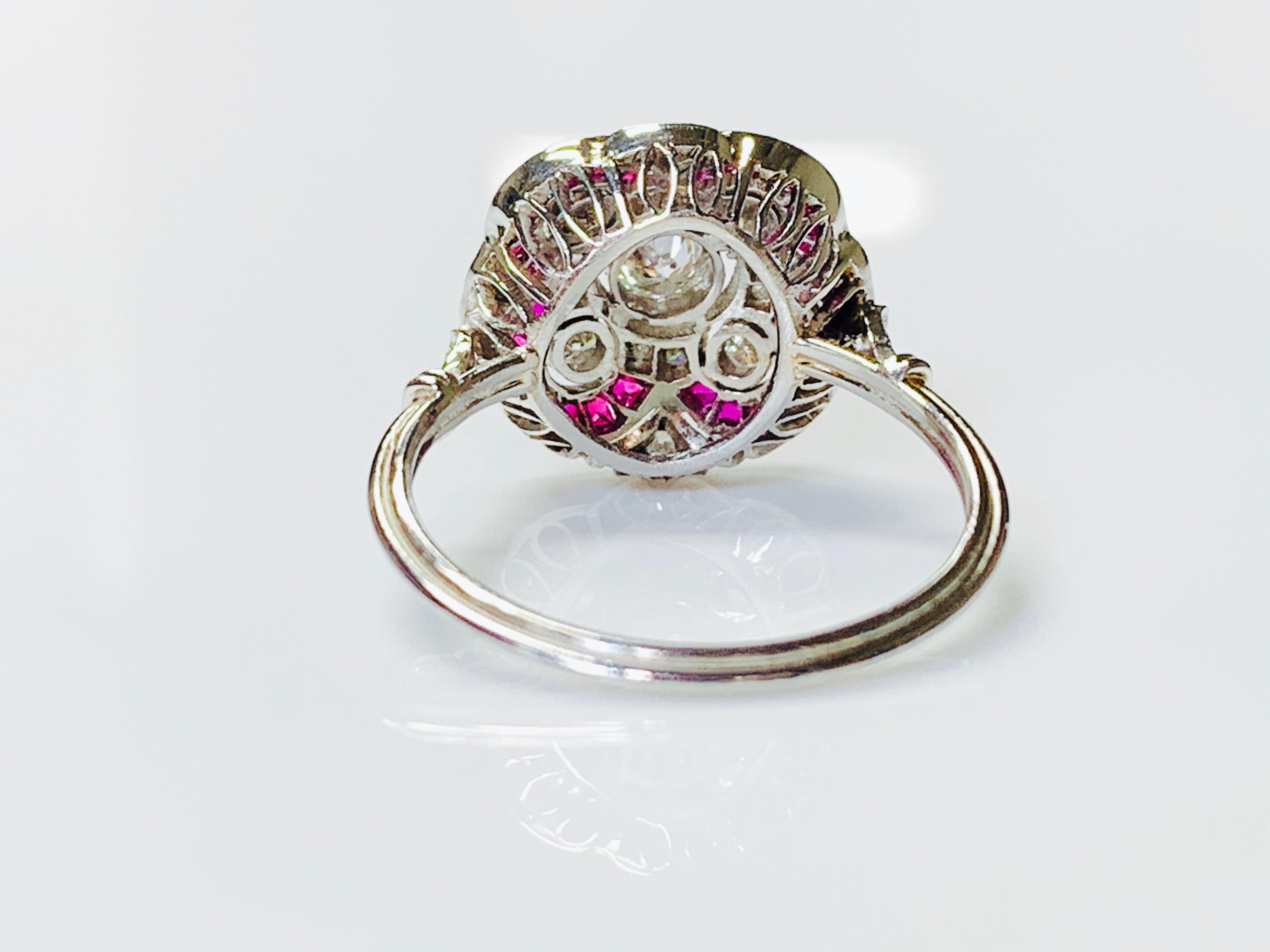 Diamond and Ruby Ring in Platinum 4