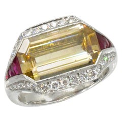 Bague en platine, diamant et rubis