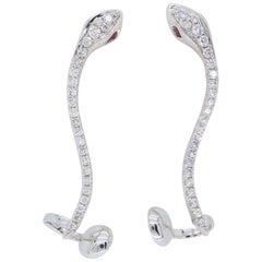 Diamond and Ruby Serpent Earring Climbers