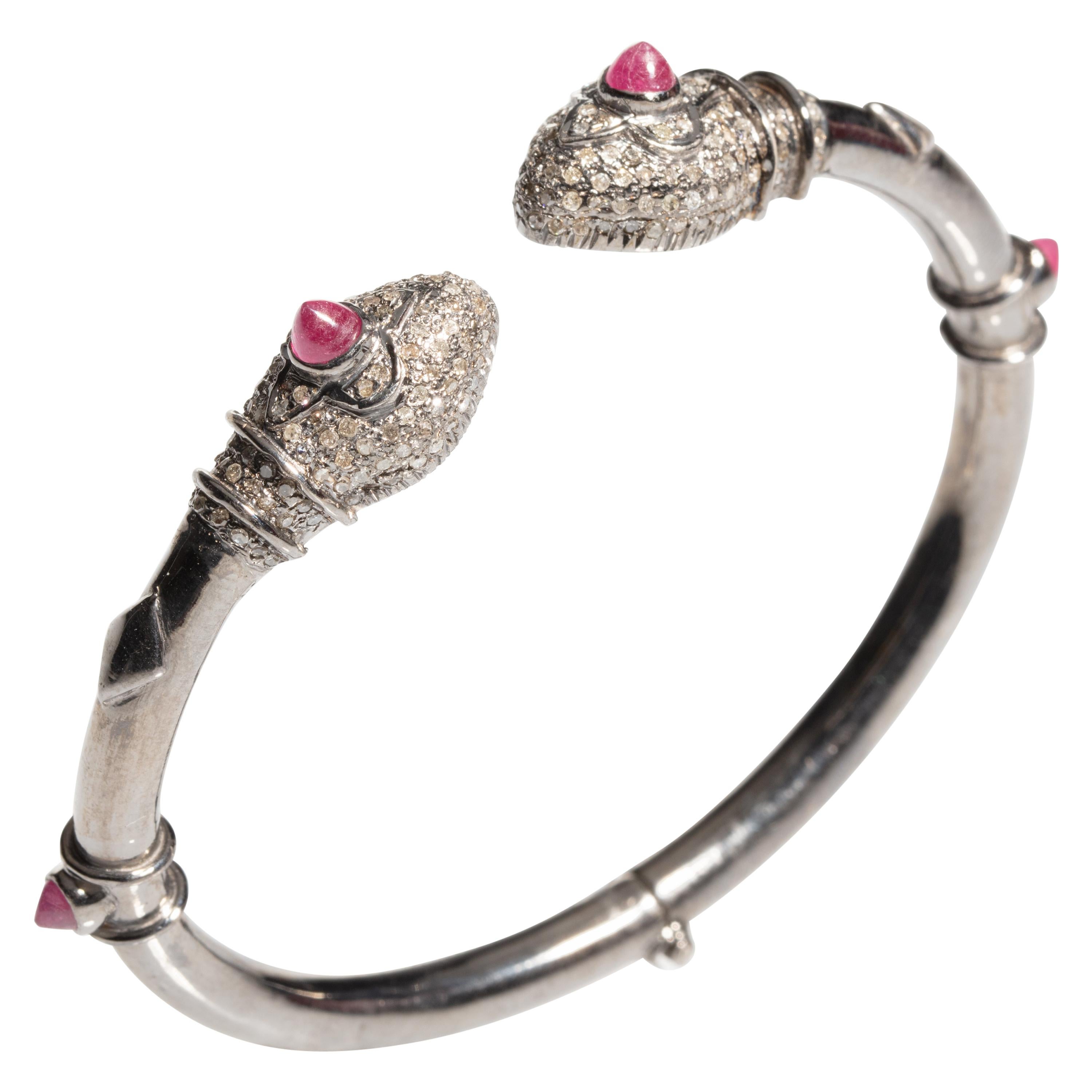 Diamond and Ruby Snake Bracelet