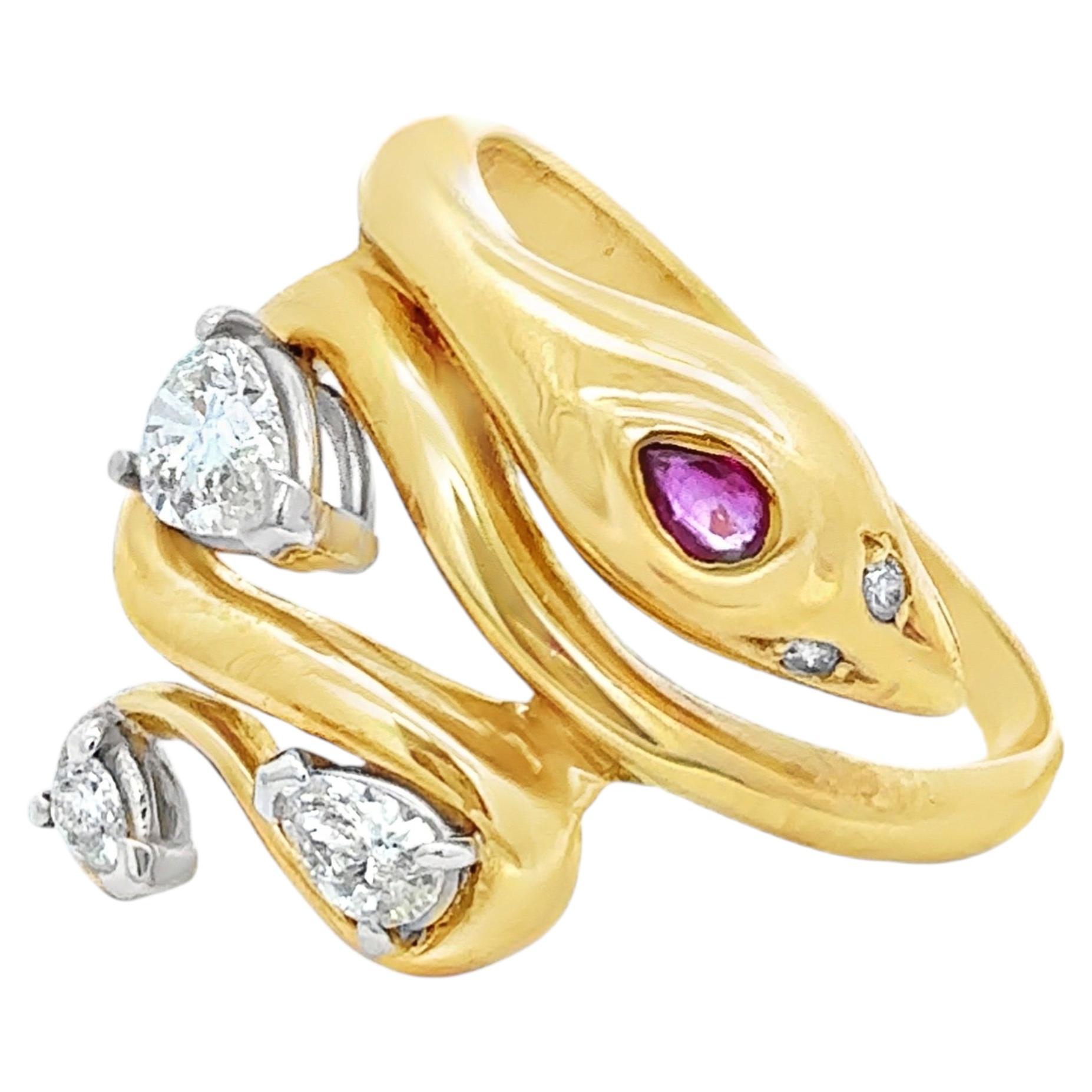 Diamond and Ruby Snake Ring