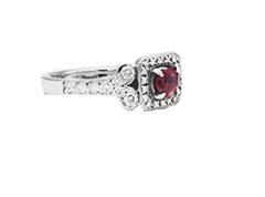 14k Gold.Diamond and Ruby Halo Ring 1 Carat