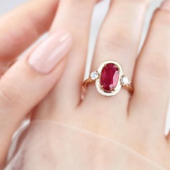 Diamond and Ruby Stone Enameled Art Deco Style Cocktail Ring