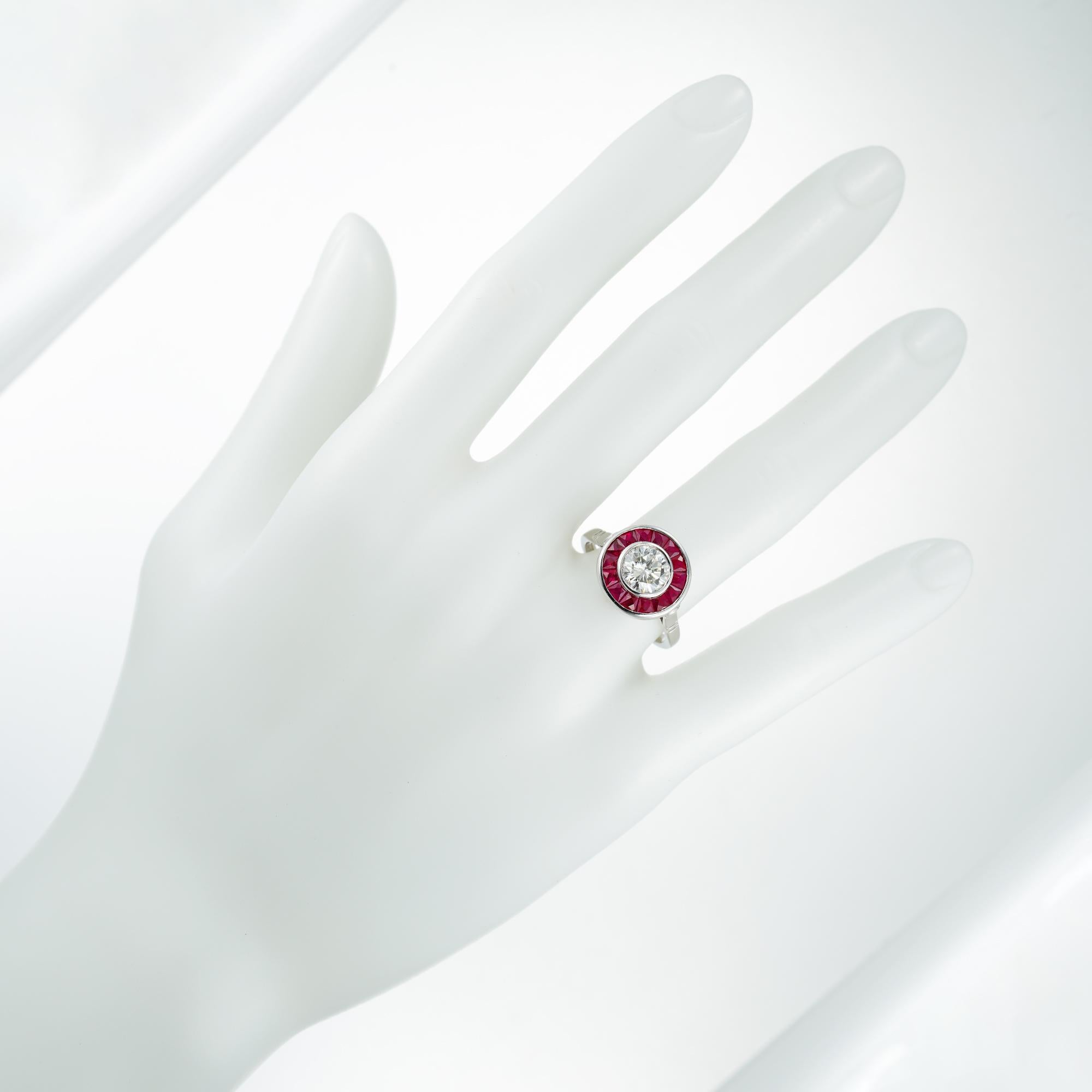 Round Cut Diamond and Ruby Target Ring For Sale