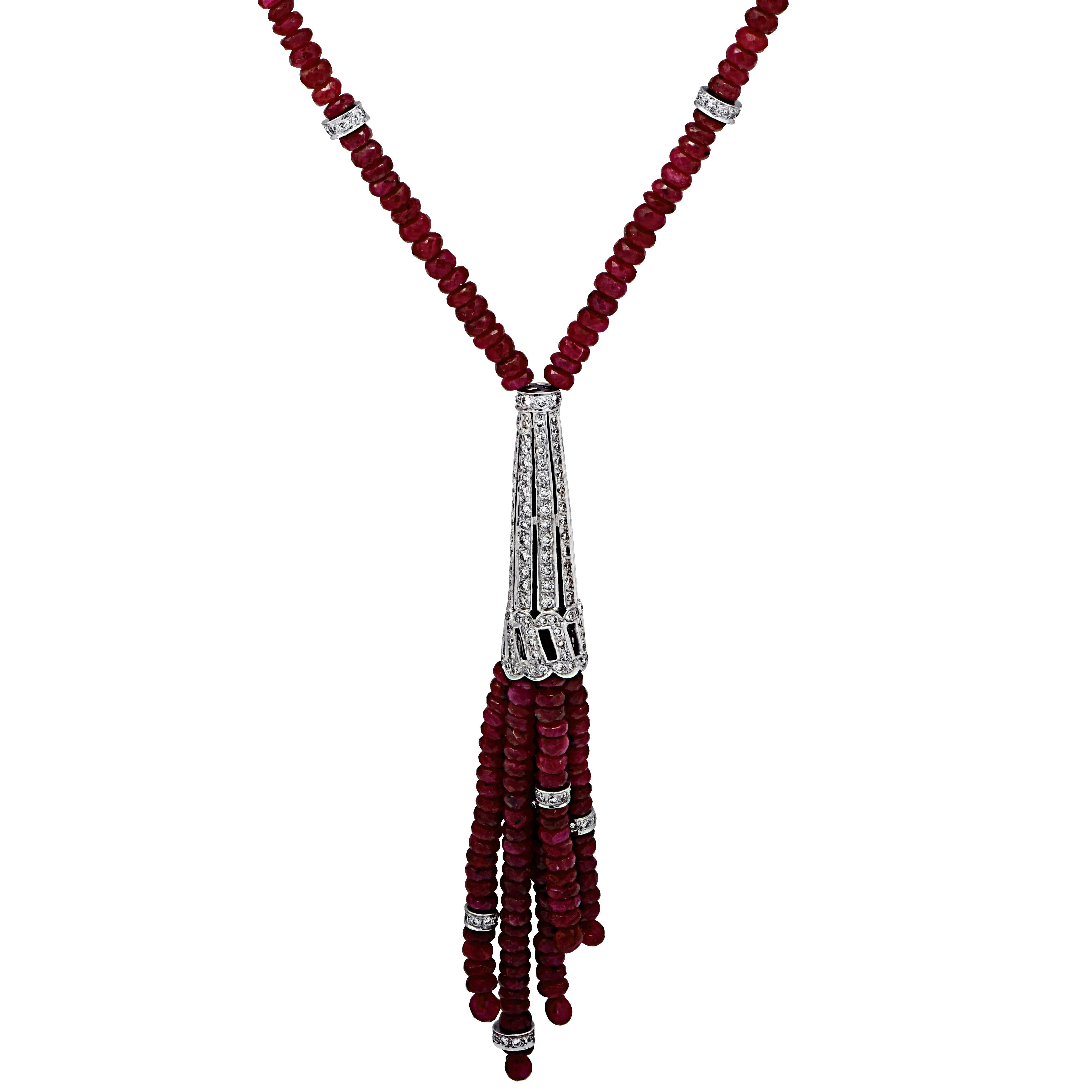 Diamond and Ruby Tassel Necklace 1