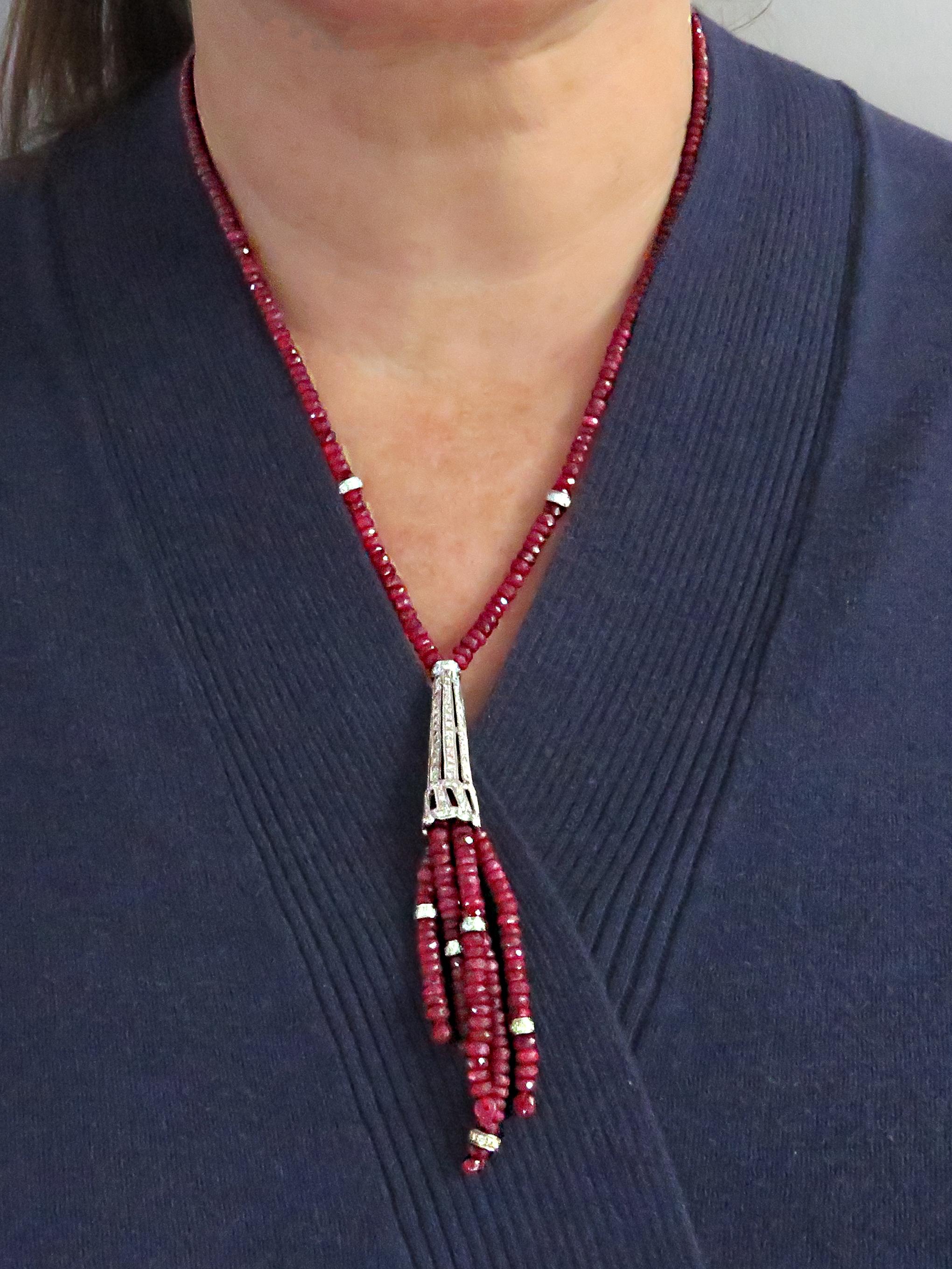 Diamond and Ruby Tassel Necklace 2