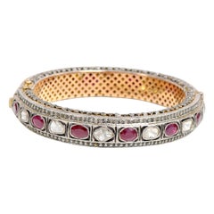 Brazalete de Tenis de Diamantes y Rubíes en Estilo Art-Deco