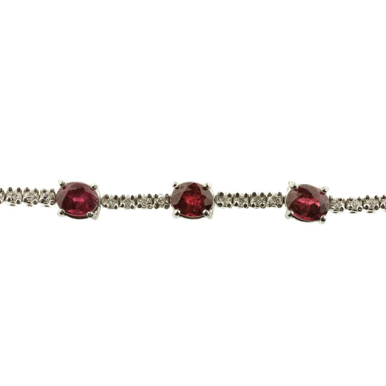 Wear it every day! This gorgeous tennis bracelet features diamonds and rubies. Hand-made using traditional methods, this singular piece has been designed and produced in Palermo, Sicily by master jewellers. 

Made from 18-karat white gold and set