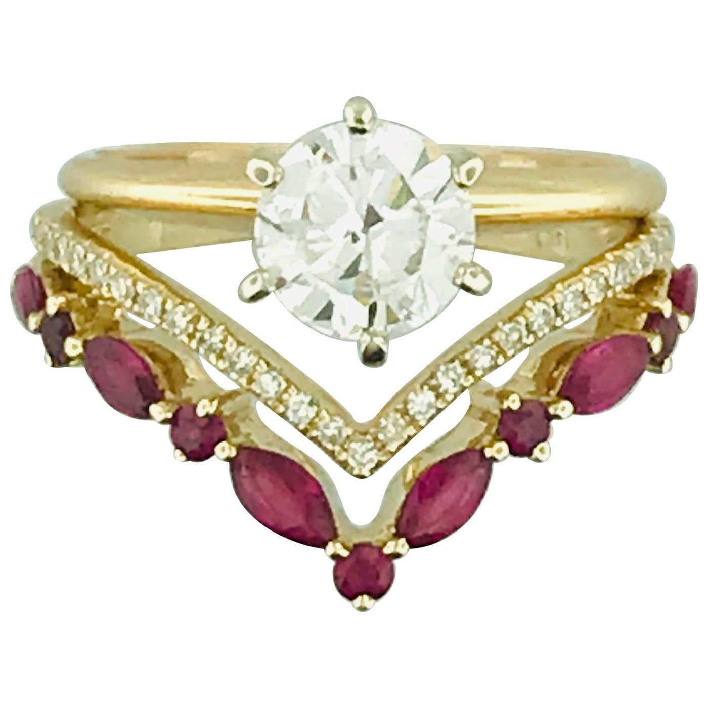 Customizable Diamond, Ruby V Ring For Sale at 1stDibs | diamond v ring ...