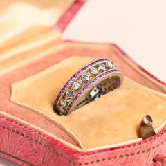 Eternity Diamond and Ruby Band. Princess and Round Diamond Wedding Platinum 6mm