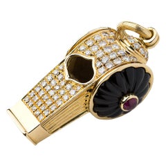 Retro Diamond and Ruby Whistle Pendant by Harry Winston