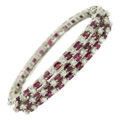 Diamond and Ruby White Gold Bangle Bracelet by Jack Gutschneider