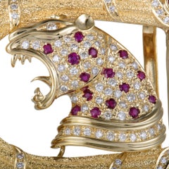 Diamond and Ruby Yellow Gold Belt Buckle