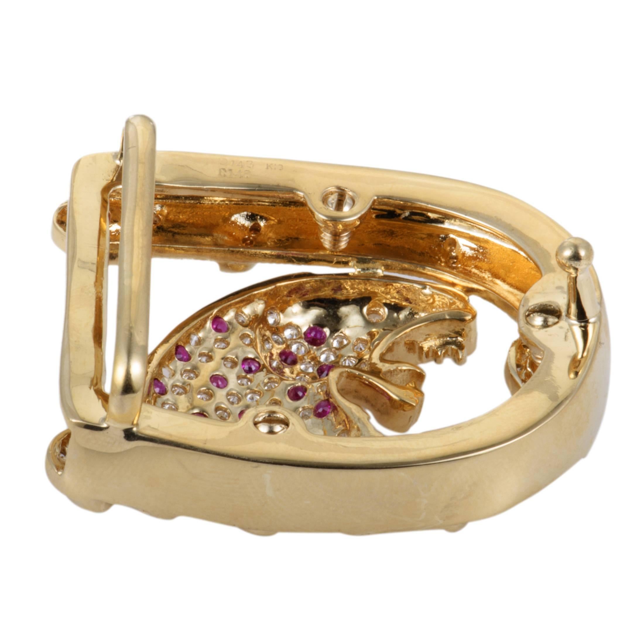 Men's Diamond and Ruby Yellow Gold Belt Buckle