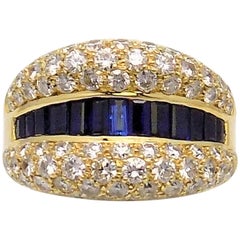 Diamond and Sapphire 18 Karat Yellow Gold Ring
