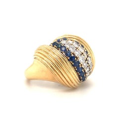 Diamond and Sapphire 18K Yellow Gold Ring, circa 1960