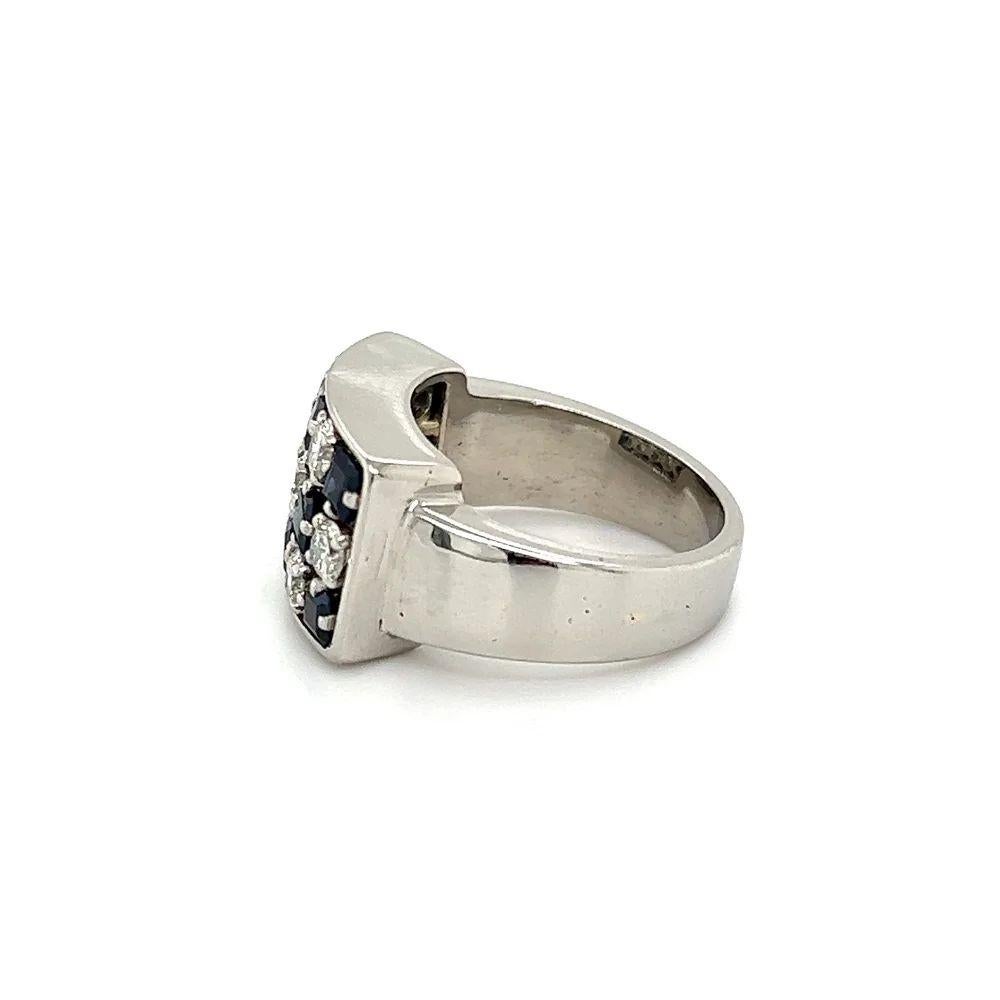 Diamant und Saphir 3 Reihen Platin Vintage Band Ring  für Damen oder Herren im Angebot