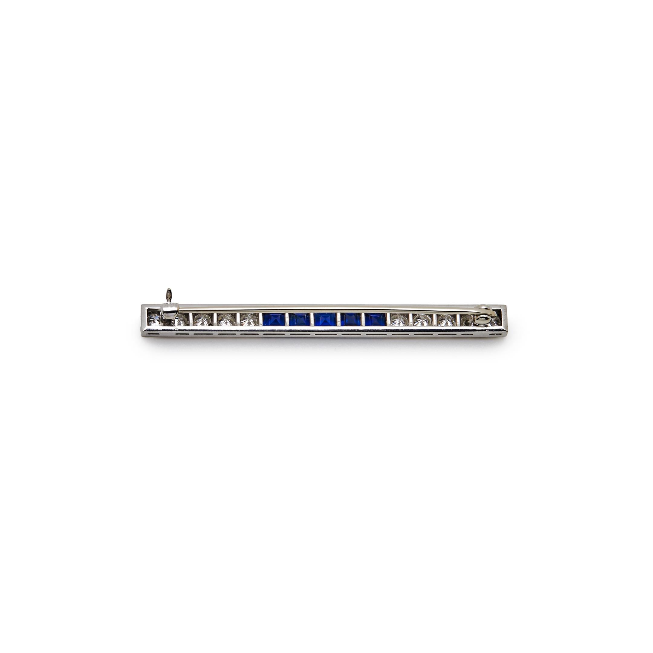 Square Cut Diamond and Sapphire Antique Lapel Pin