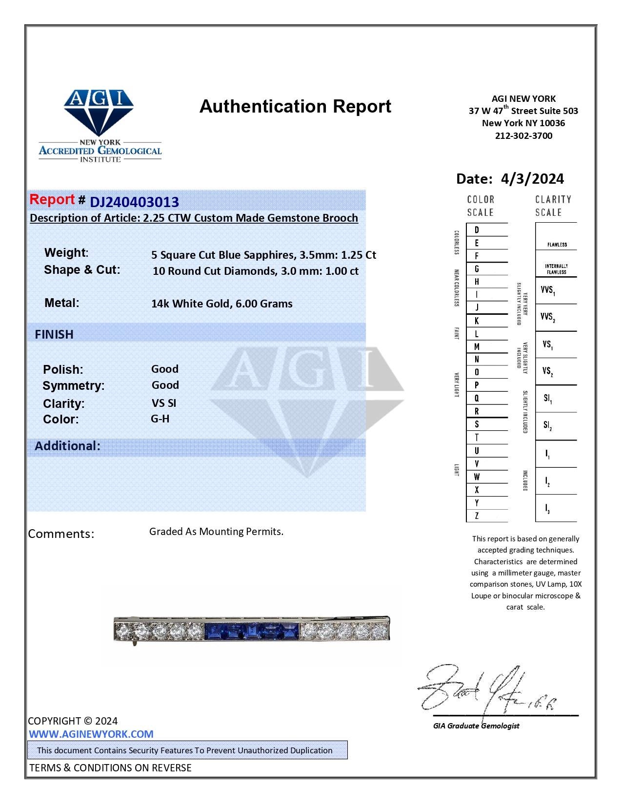 Diamond and Sapphire Antique Lapel Pin In Good Condition In New York, NY