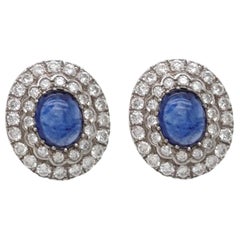 Diamond and Sapphire Antique Style Earrings