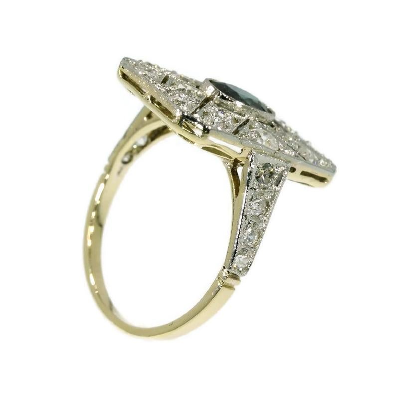 Diamond and Sapphire Art Deco Engagement Ring For Sale 2