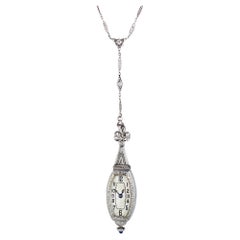 Vintage Diamond And Sapphire Art Deco Pendant And Watch