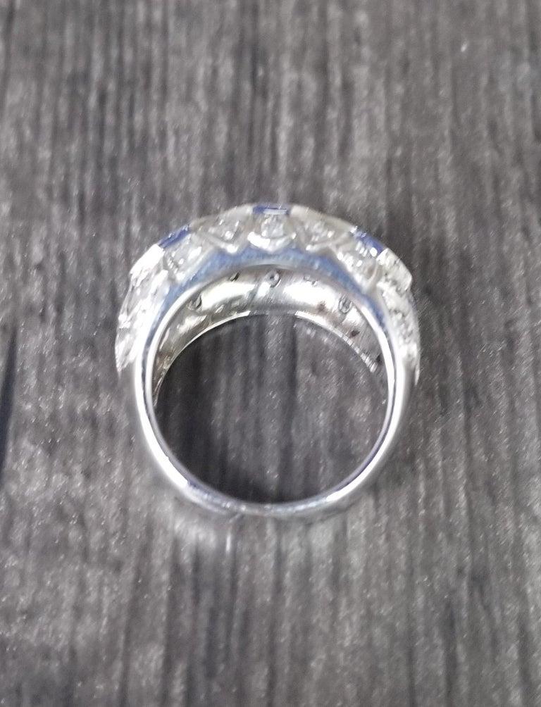 Ring mit Diamant und Saphir im Art-déco-Stil (Art déco) im Angebot