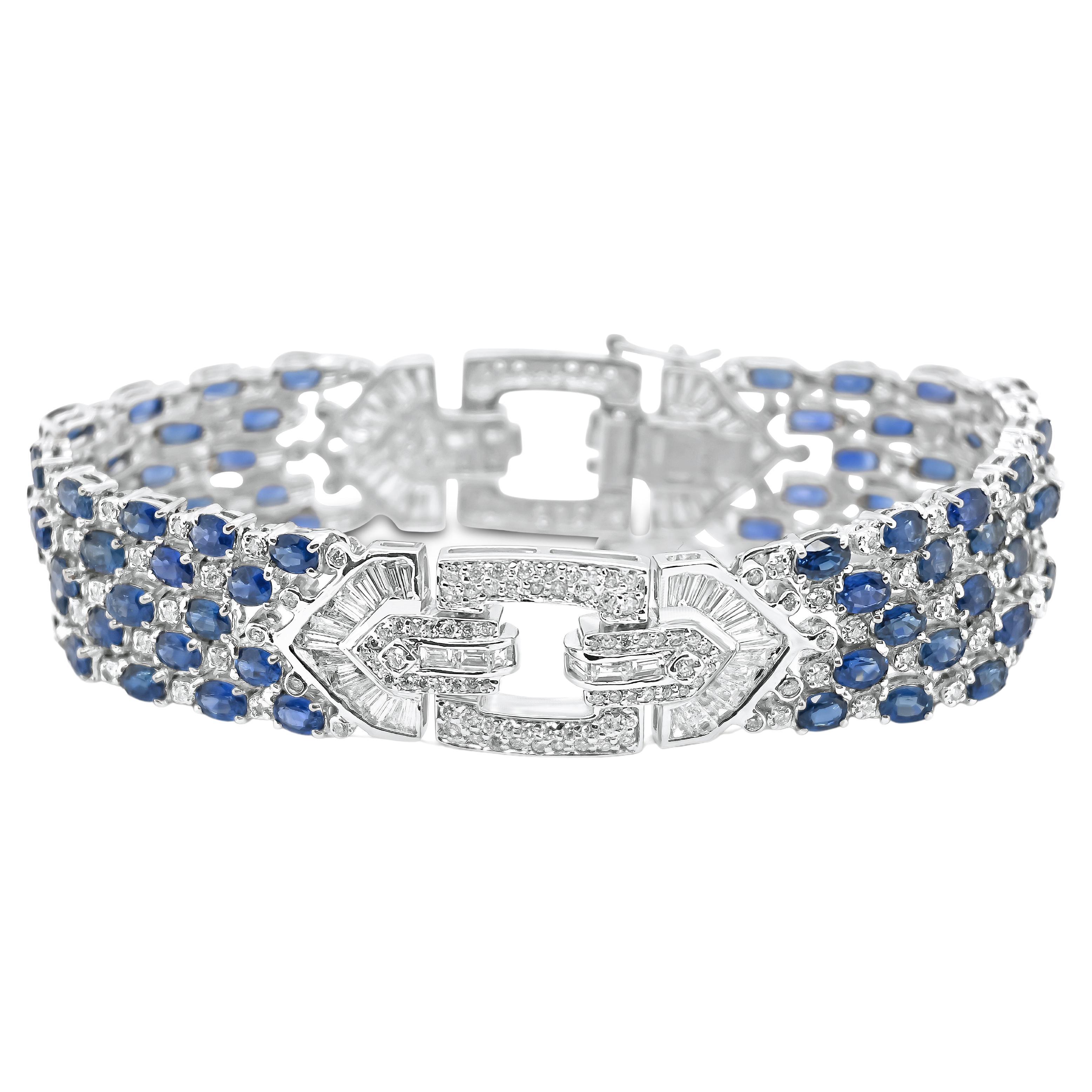Diamond and Sapphire Art Deco Style Bracelet For Sale