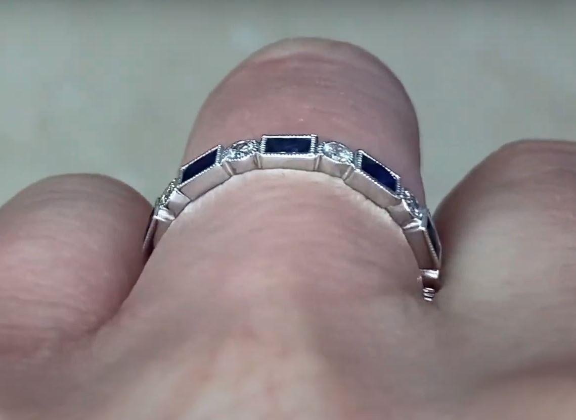 Diamond and Sapphire Band Ring, Platinum In Excellent Condition For Sale In New York, NY