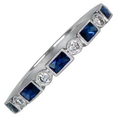 Diamond and Sapphire Band Ring, Platinum