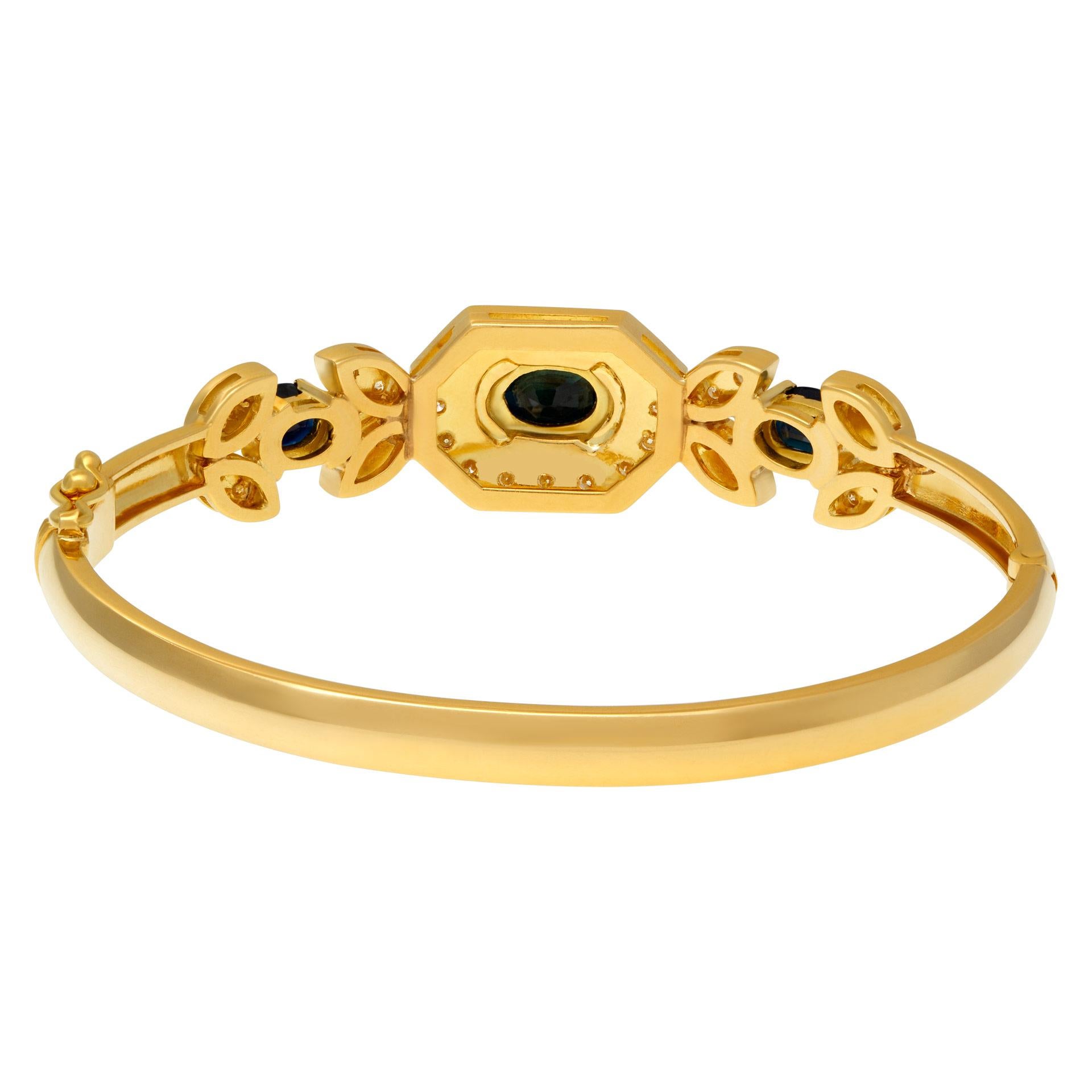 Women's Diamond and Sapphire Bangle Bracelet Set in 18k Yellow Gold