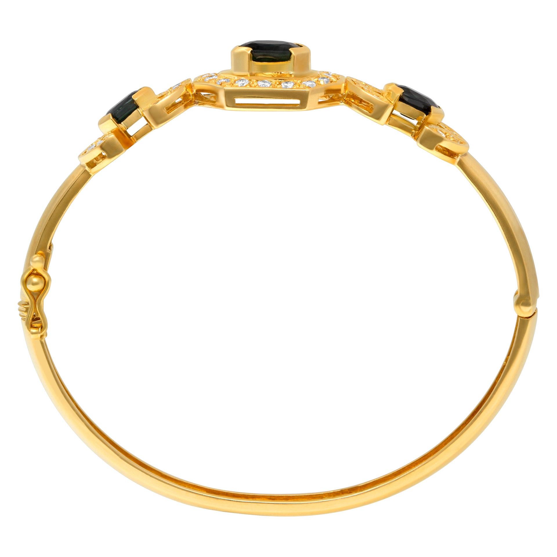 Diamond and Sapphire Bangle Bracelet Set in 18k Yellow Gold 1