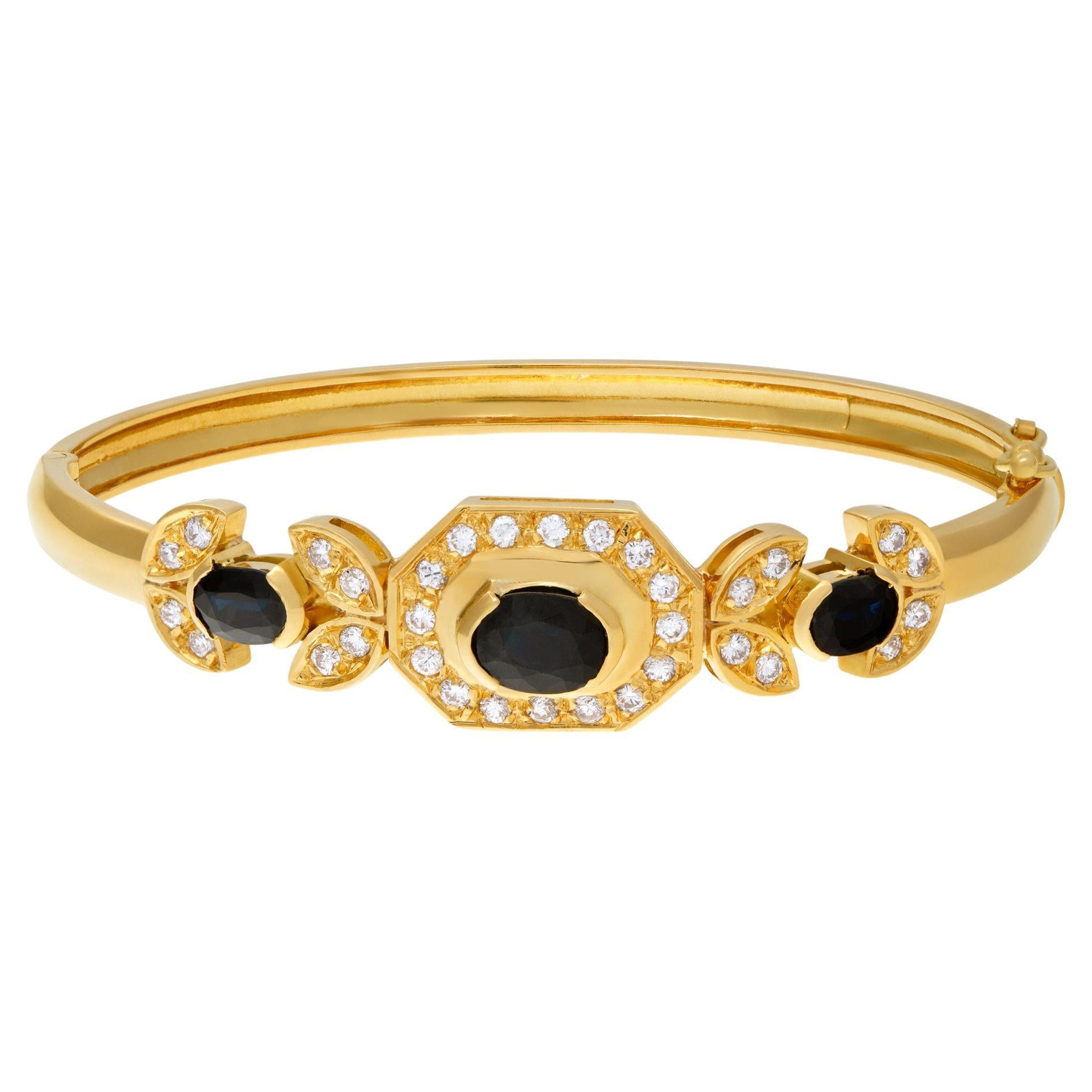 Ruby and Diamond Bangle Bracelet in 18K Yellow Gold For Sale at 1stDibs