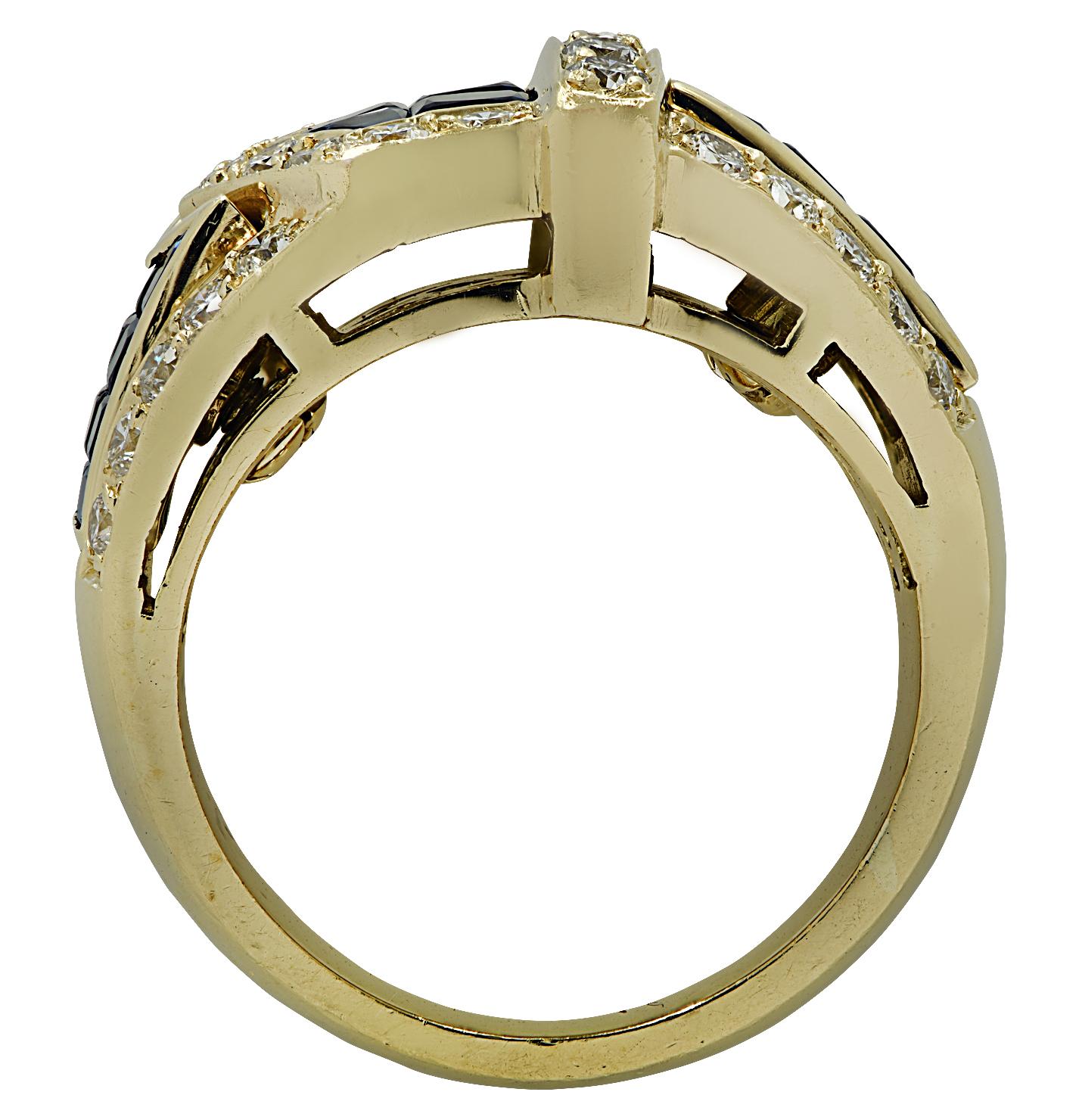 Modern Diamond and Sapphire Belt Ring