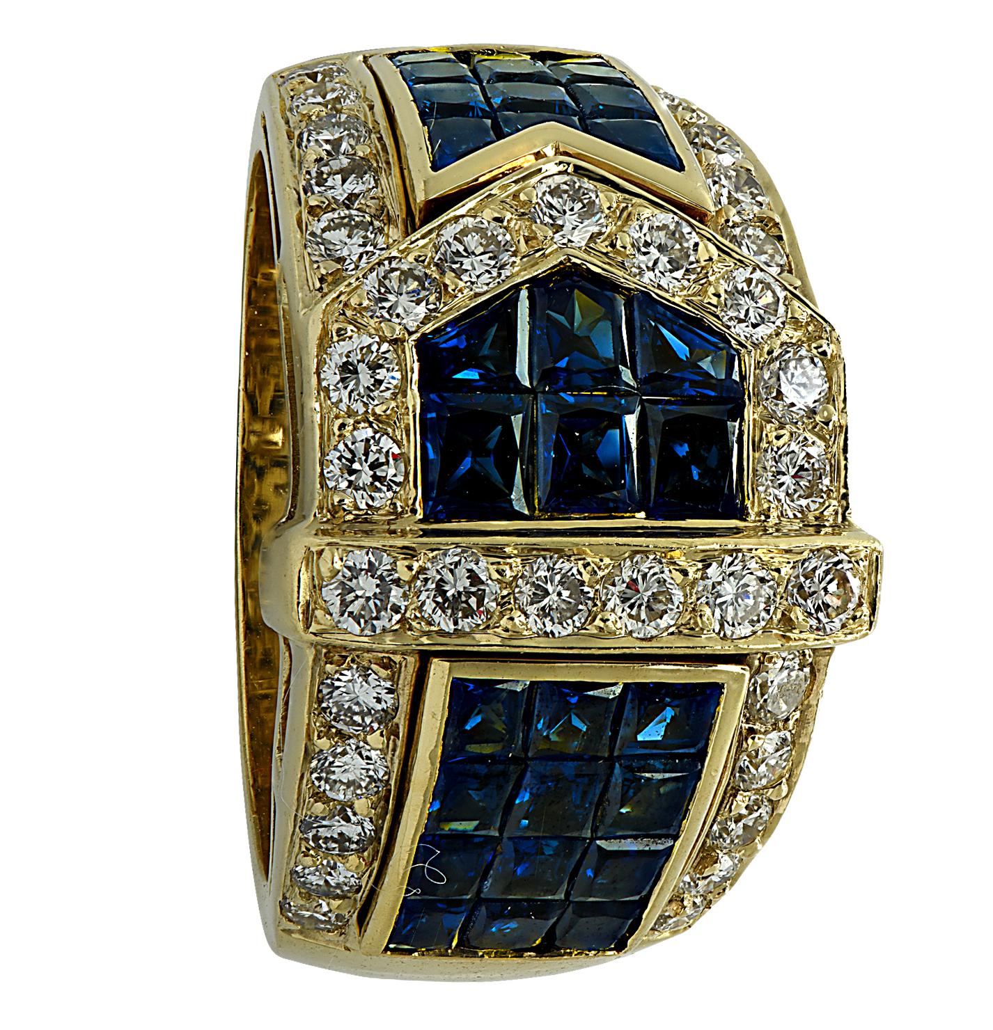 Diamond and Sapphire Belt Ring In Good Condition In Miami, FL