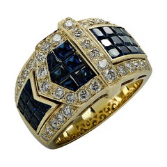 Vintage Diamond and Sapphire Belt Ring