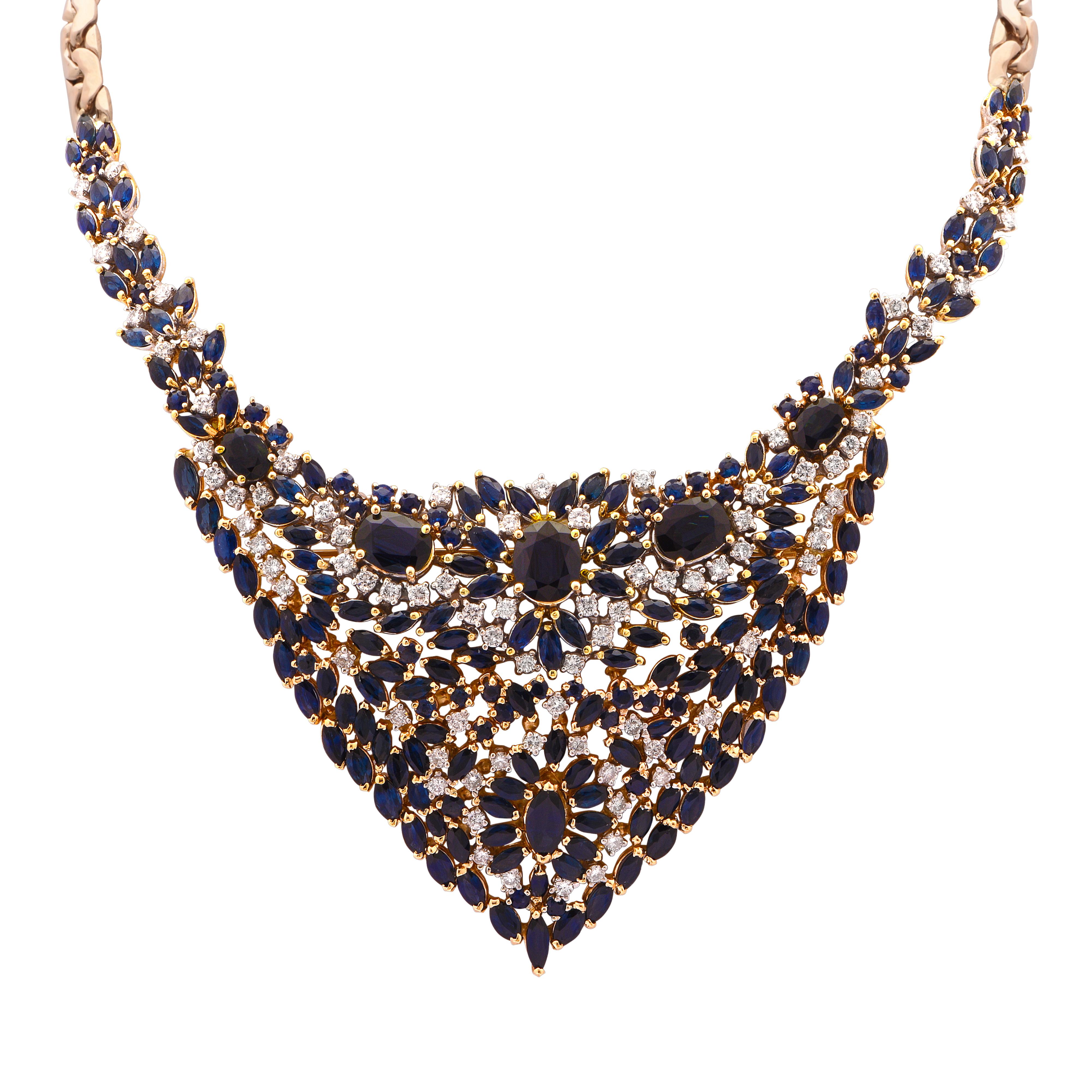 Diamond and Sapphire Bib Necklace