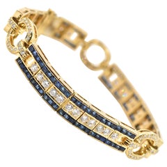Diamond and Sapphire Bracelet 18 Karat Yellow Gold