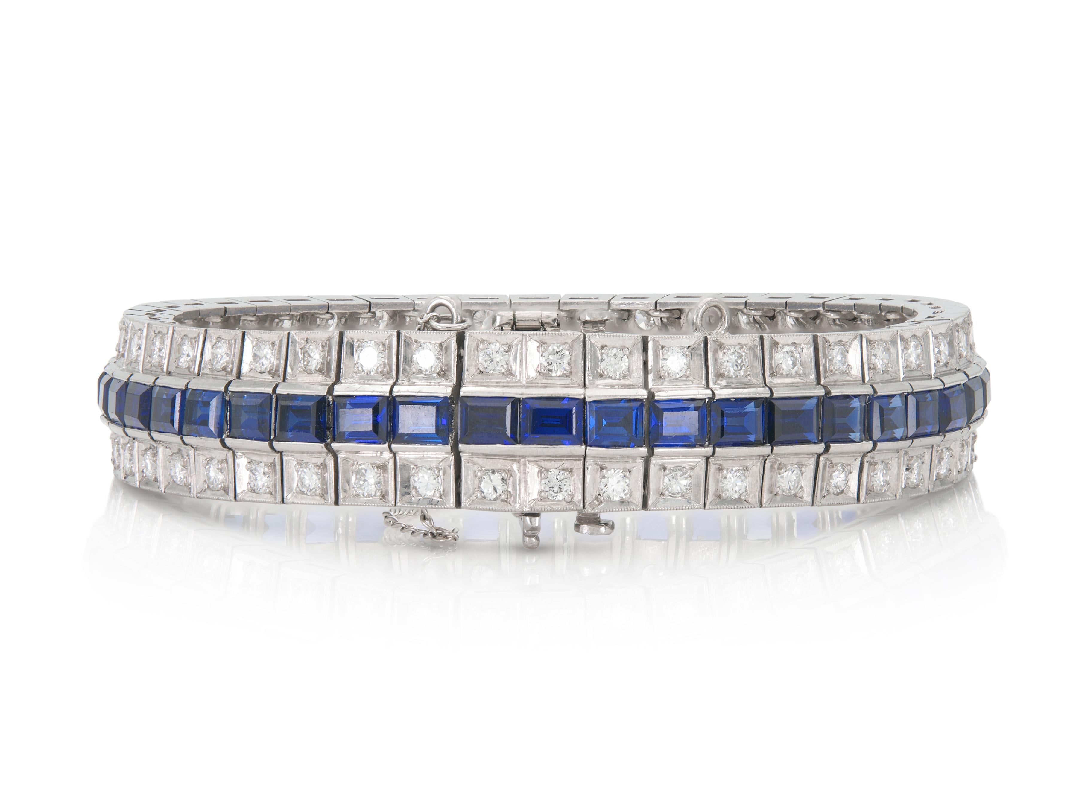 Round Cut Diamond and Sapphire Bracelet For Sale