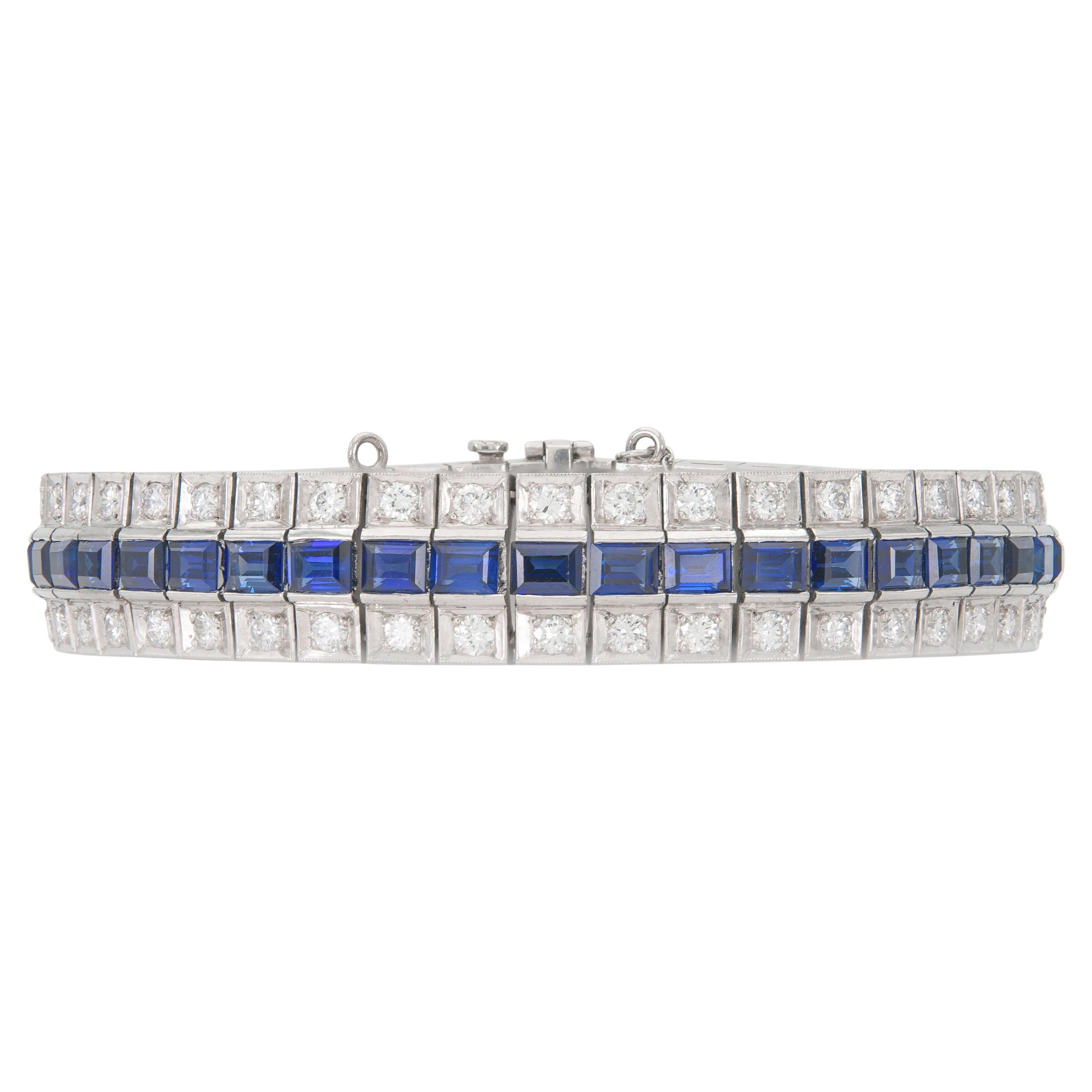 Diamond and Sapphire Bracelet For Sale