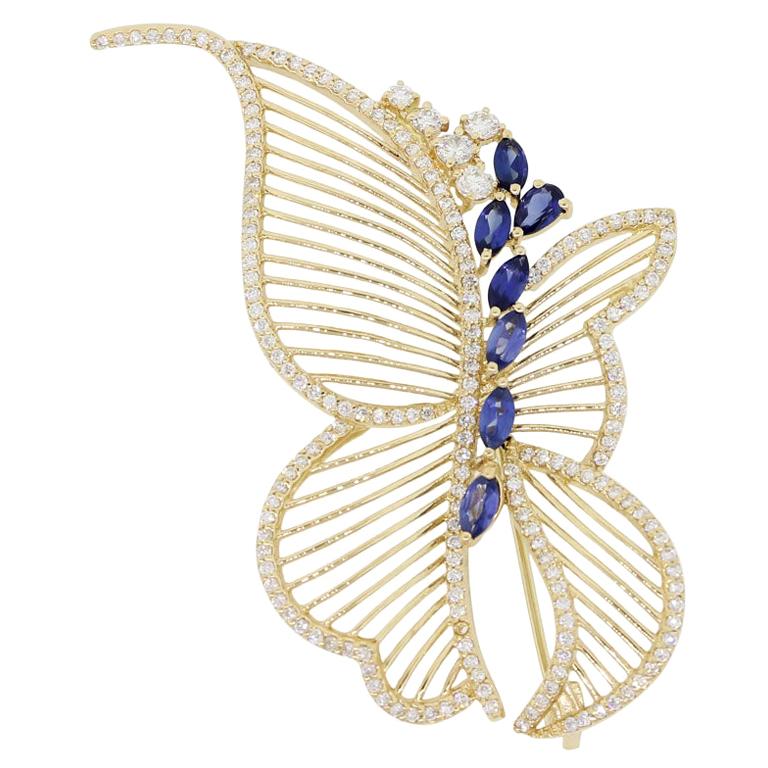 Diamond and Sapphire Butterfly Brooch