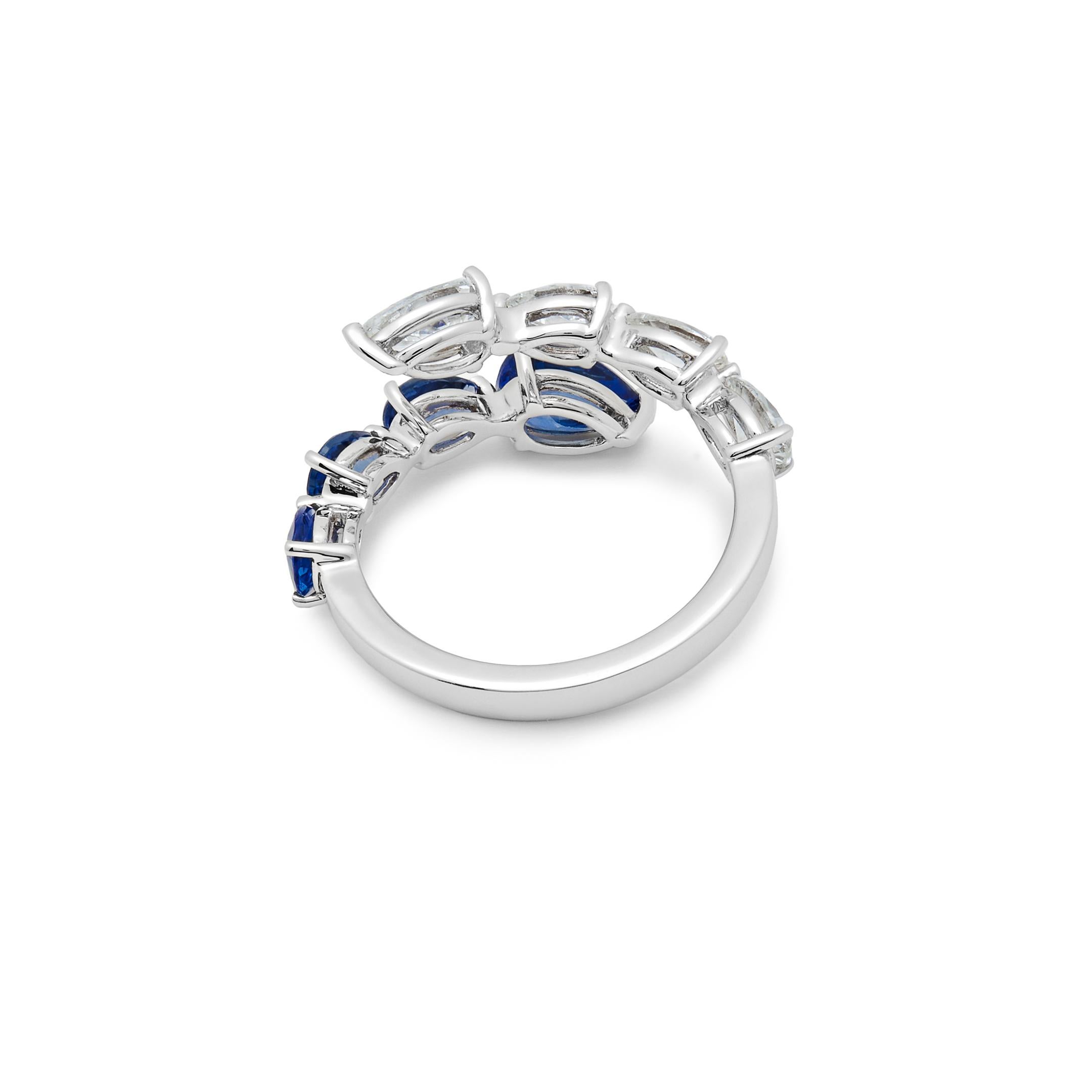  Diamond and Sapphire Bypass Ring In New Condition For Sale In New York, NY