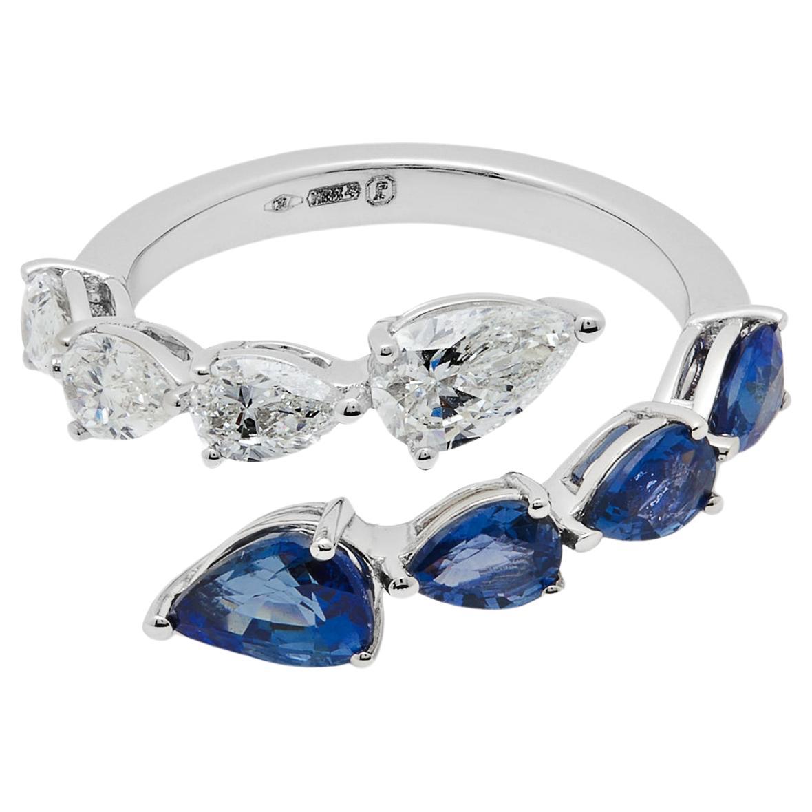  Diamond and Sapphire Bypass Ring For Sale